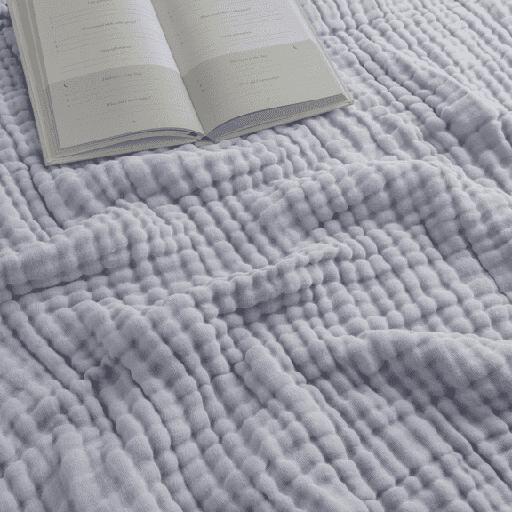 Comfy Cubs Muslin Blanket, Extra Large Twin 90” x 66”, 6 Layer Cooling Cotton Softness (Heather, Twin)