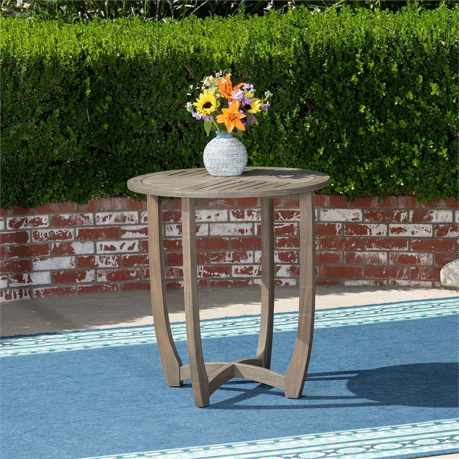 Cabrera Outdoor Acacia Wood Bistro Table, Gray