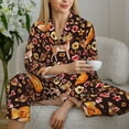thumbnail image 6 of Fotbe Woodland Creatures Floral Pattern Long Sleeve Pajama Set for Women,Sleepwear Set,2-piece Loungewear Set,Soft PJs Comfy Nightwear with Pockets -Medium, 6 of 7