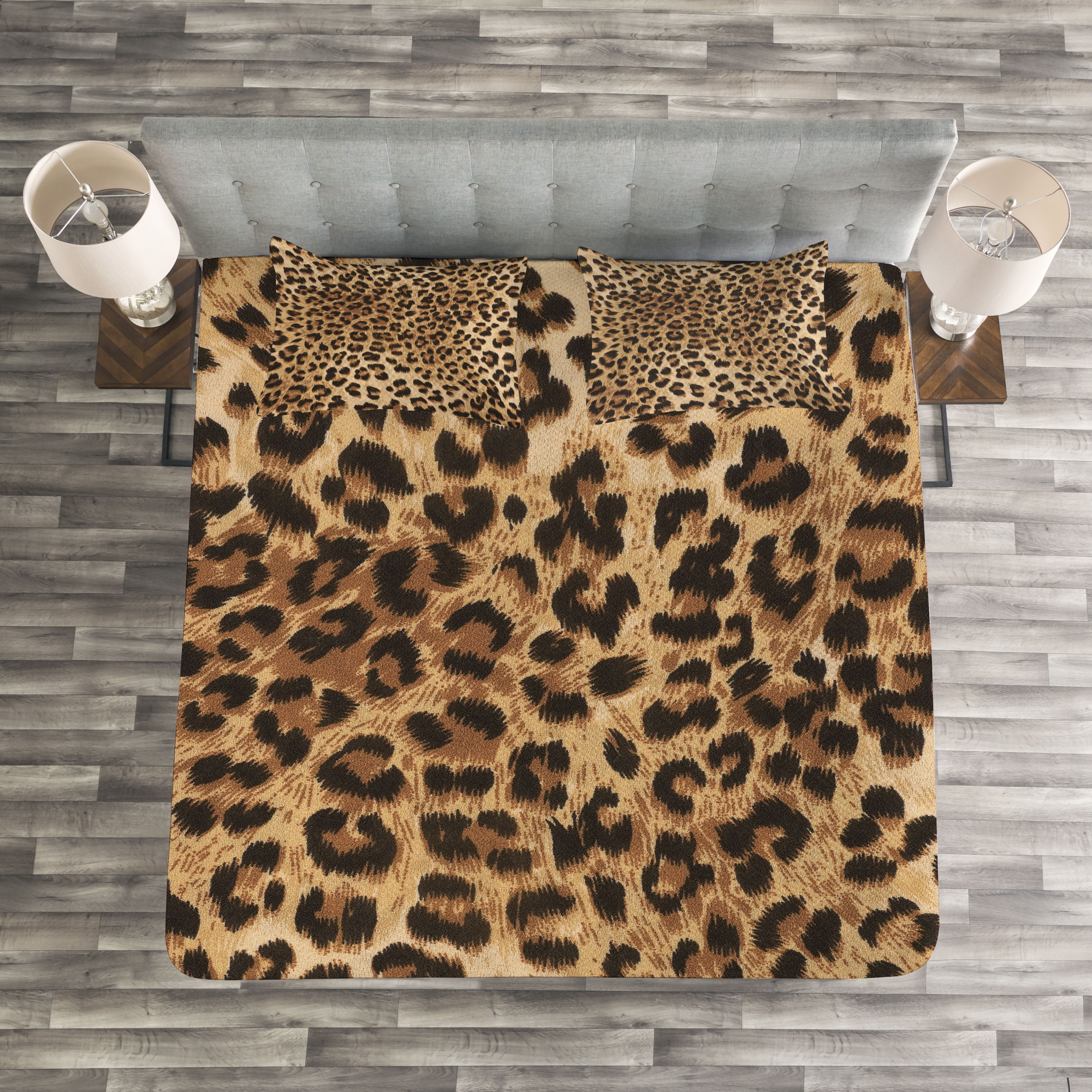 Leopard Print Bedspread, Skin Pattern of a Wild Safari Animal Powerful