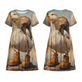 thumbnail image 3 of Bixox Robe d'Été à Manches Courtes pour Femmes Robe Ample Longueur Genou avec Poches-Canard de Randonnée, 3 of 7