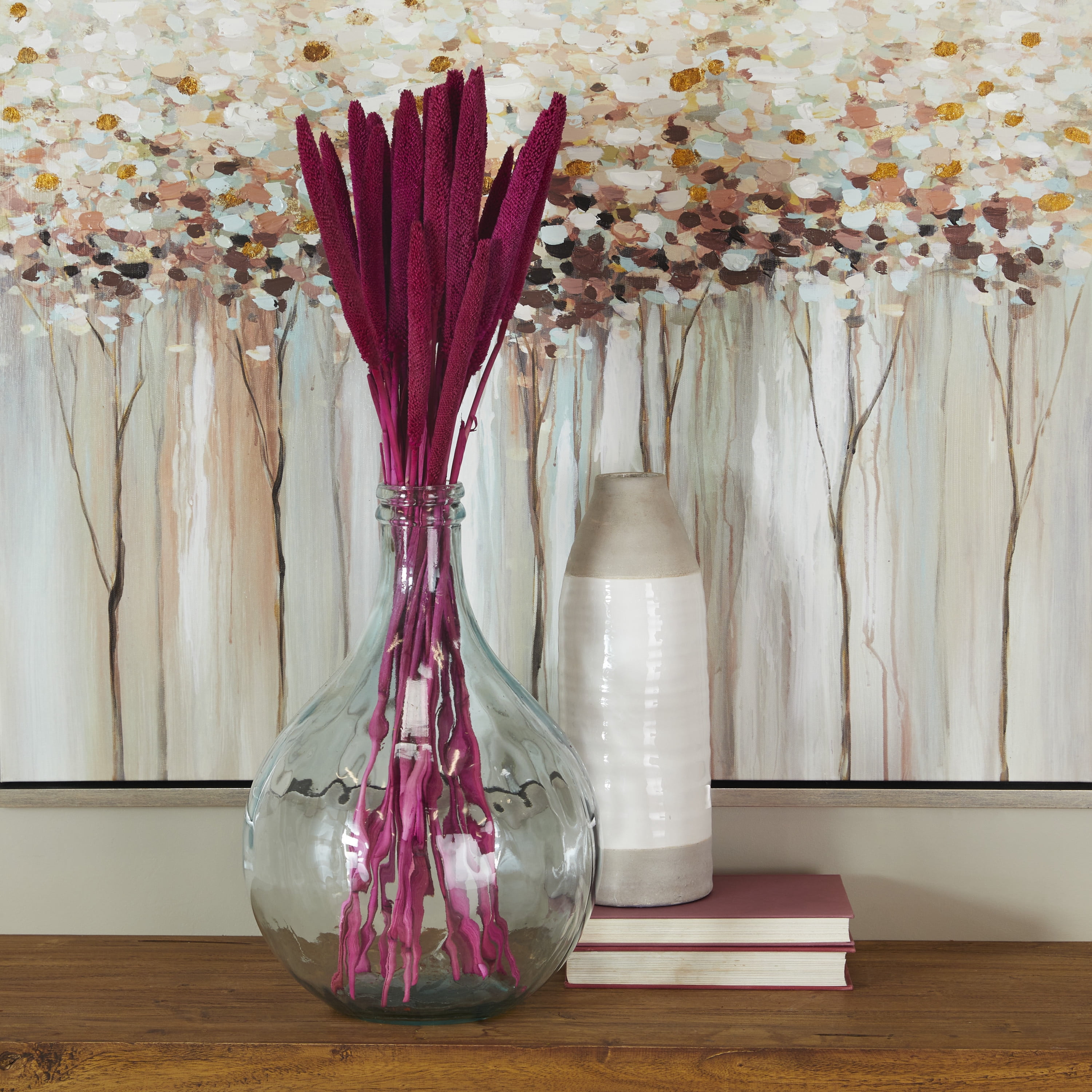 20" Dried Plant Natural Foliage Bunny Tail Bouquet with Long Stems, by DecMode