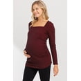 thumbnail image 2 of Solid Ruched Long Sleeve Square Neck Maternity Top, 2 of 3