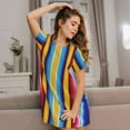 thumbnail image 3 of Lsque Yellow Blue Mexican Blanket Stripes Pattern Nightgowns for Women Sleep Shirts Short Sleeve Nightshirt Pullover Nightdress Soft Sleepwear Relaxed Fit Nightdress, 3 of 6