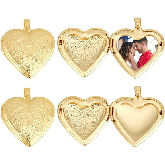 1 Box 6Pcs Heart Picture Pendant Charms Real 18K Gold Plated Brass Openable Locket Photo Frame Charms