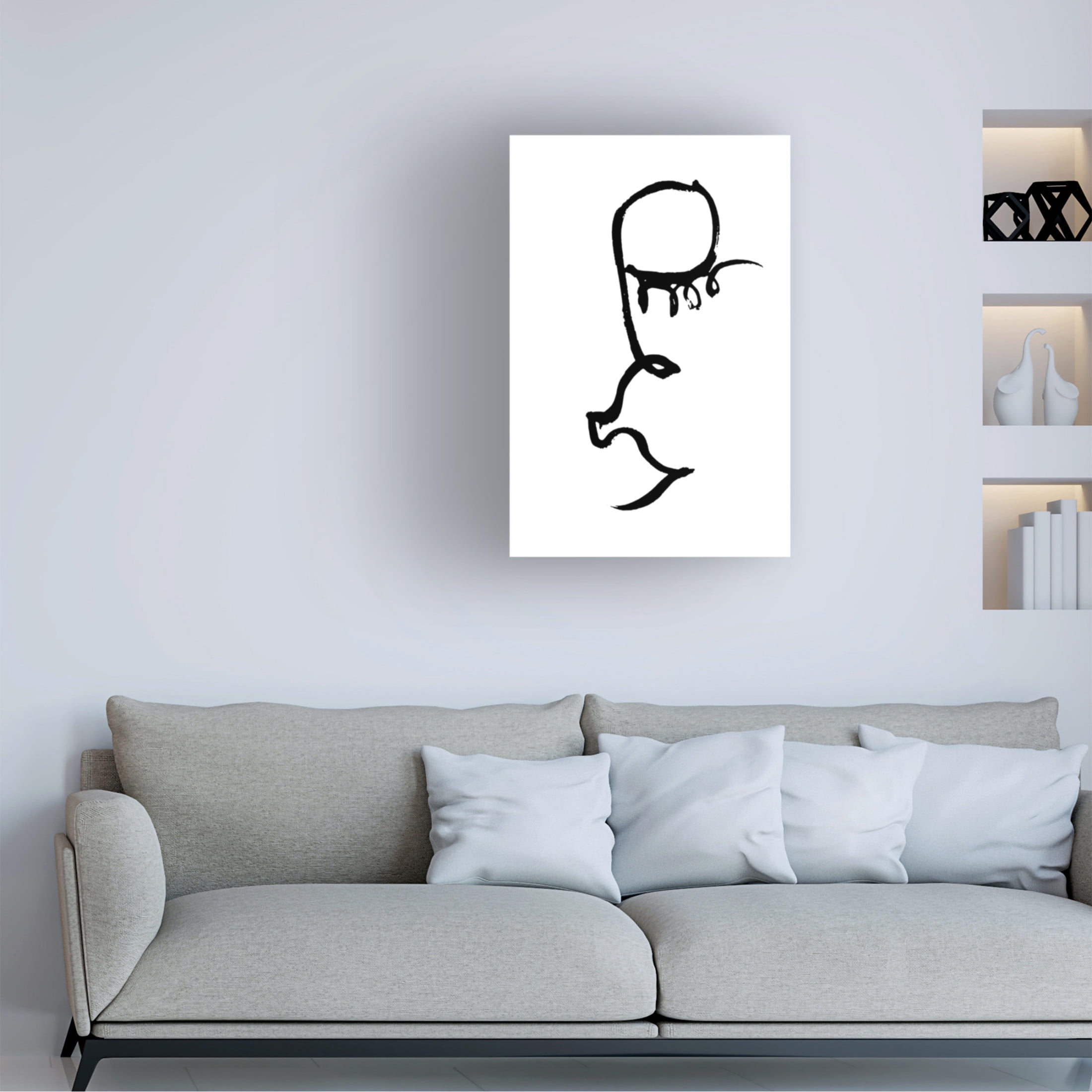 Canvas Wall Art - Pictufy Studio Ii 'Half Face Black' Wall Art for Living Room, Bedroom, or Office Décor by Trademark Fine Art - 22 x 32 Inches