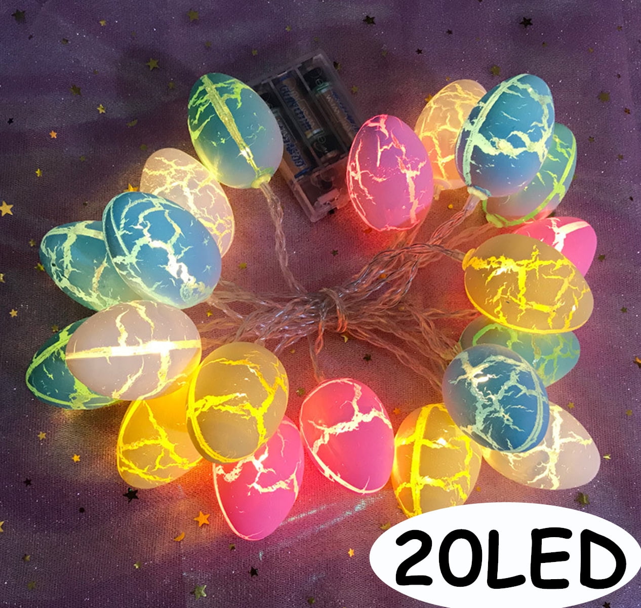 Easter Lights String Decorations Eggs Ornaments for Tree 10 ft 20 LED