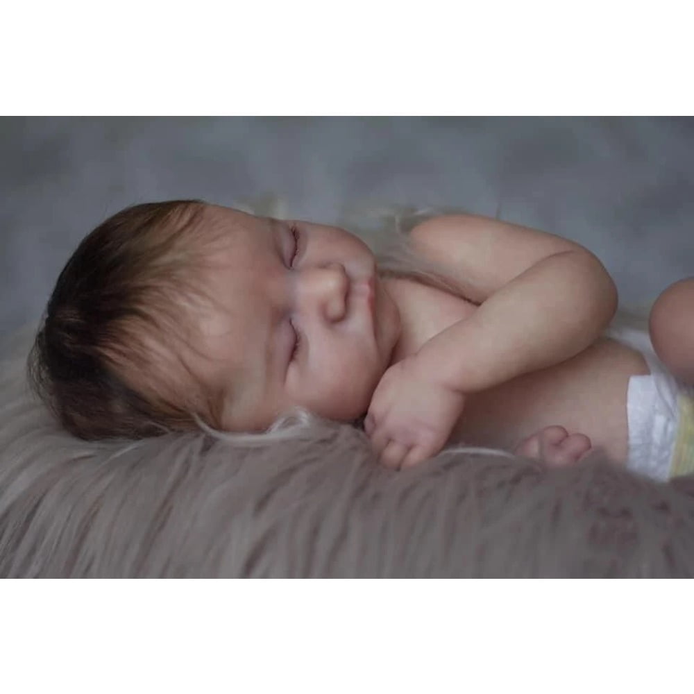 18inch Levi Full Body Newborn Baby Doll Reborn Sleeping Flexible 3D Skin Tone with Visible Veins Hand Root Hair Doll