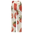 thumbnail image 6 of Strawberry Fruit Watercolor Winter Female Pants Flannel High Waist Women Pants Lady Warm Straight Leg Plush Trousers, 6 of 7