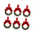 thumbnail image 2 of FVDPWYE 6Pcs Christmas Cabinet Wreaths Artificial Wreath Front Door with Bowknot Hanging Red, 2 of 9