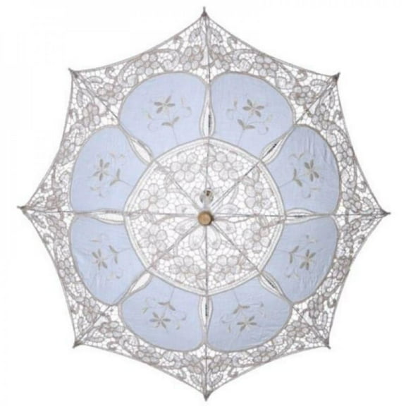 Pretty Comy Cotton Embroidery Bridal Umbrella Lace Parasol Umbrella Decorative Umbrella for Wedding Banquet Photography Decoration Props Beige