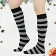 thumbnail image 2 of Boot Socks for Women Knee High Ladies' Christmas Knit Striped Knee High Calf Socks Soft Comfort Winter Warm Indoor Home Socks Warm Socks for Women Black One Size1 Pairs, 2 of 4