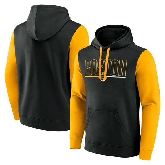 Men's Logo Athletic Black Boston Bruins Deliver Fleece Pullover Hoodie