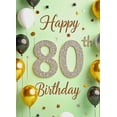 thumbnail image 4 of Happy 80th Birthday Banner Glittery Background with Stars Balloons and Ribbons Party Supplies Birthday Decoration Photography Props Party Backdrop Decorations, 4 of 7
