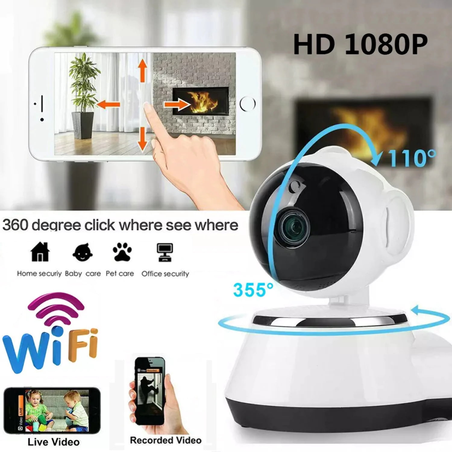 Wireless Home Security Camera WiFi Camera Audio Surveillance Baby Monitor CCTV