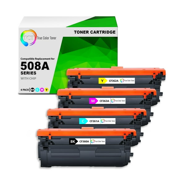 TCT 508A Toner Cartridge 4 Pack - Premium Compatible Replacement for HP 508A CF360A CF361A CF362A CF363A