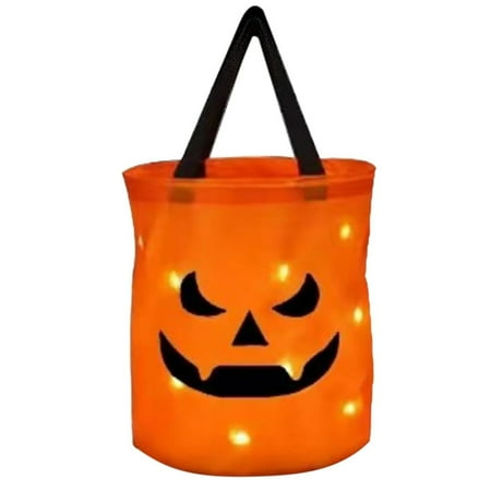 

EUDIDV Halloween Ornaments Halloween Spooky Children s Candy Birthday Gift Bags LED Light Up Pumpkin Bags Decoration Supplies Creepy Halloween Props
