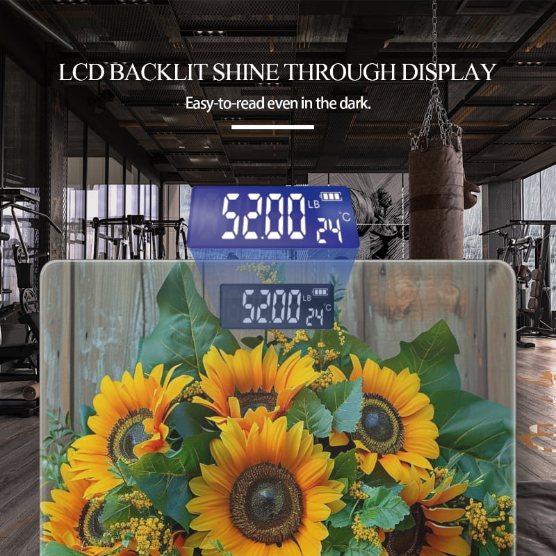 High Precision Body Weight Scale Smart Bathroom Scales with Large LCD Display(400lbs),Decorative for Bedroom-Beautiful Bouquet Of Sunflowers And Classic Flowers