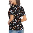 thumbnail image 2 of Goofa Space Rocket Pattern Women's Slim-Fit Short-Sleeve V-Neck T-Shirt,Classic-Fit Short-Sleeve V-Neck T-Shirt-Small, 2 of 5