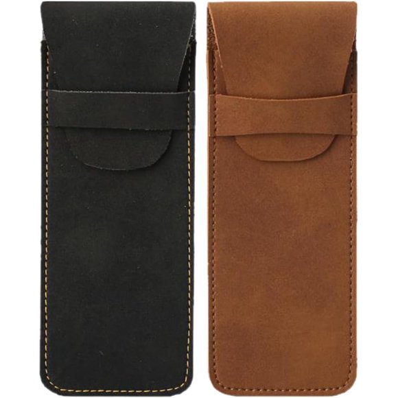 2 Piezas estuche de cuero para pluma estilográfica manga de lápiz decorativa bolsa protectora para pluma estuche para bolígrafo antiguo titular de la pluma Bolsa de PU