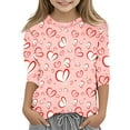 thumbnail image 1 of T-shirt Décontracté à Manches 3/4 Col Rond Fonctionnel Imprimé pour Filles Saint-Valentin Automne, 1 of 5