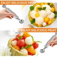 thumbnail image 2 of Cuchara de melón,Cuchillo para tallar de decoración de frutas de acero inoxidable,Melón, sandía, melón, helado, sorbete, postre, cuchara de bola de doble función para herramientas de cocina, Plata, 2 of 8