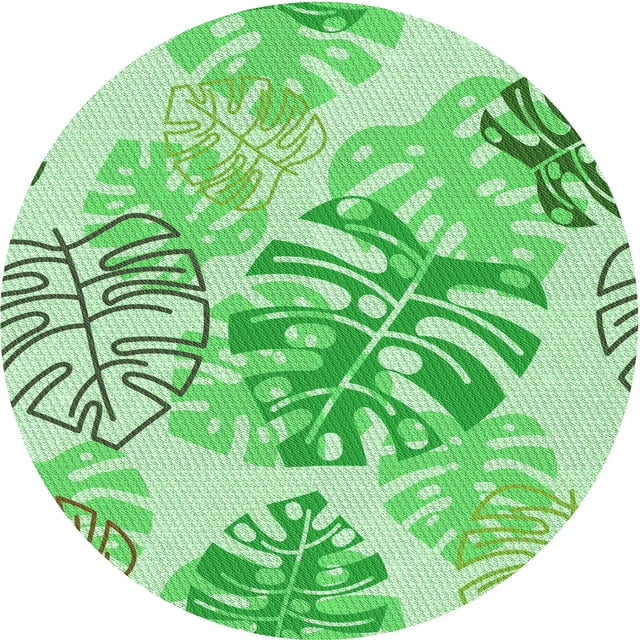 Ahgly Company Tapis Rond Lavable en Machine Intérieur Vert Jade Transitionnel, 7 Pieds Rond