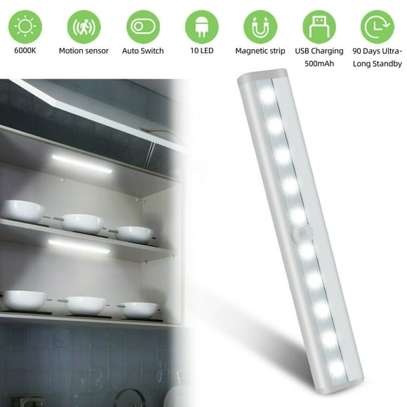Htwon 7.4 Inch LED Motion Sensor Lights Rechargeable Wireless Night Light for Cabinet, Stair Decor,White