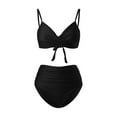 thumbnail image 6 of TOWED22 High Waisted Bikini Sets for Women Two Piece Swimsuit V Neck Twist Front Adjustable Spaghetti Straps Bathing Suit（Black,S）, 6 of 7