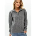 thumbnail image 6 of Women'S Sweaters Fall Winter Quarter Zip Casual Ribbed Cable Knit Pullover Grey One size, 6 of 9