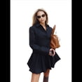 thumbnail image 1 of Vestido Camisero de Larga con Cuello Abotonado y Cinturón para Mujer para el Trabajo Negro S, 1 of 10