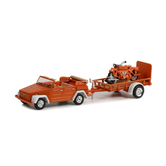 1973 Volkswagen Type 181 & 1920 Indian Scout w/Trailer - Greenlight 32260C - 1/64 scale Diecast Car