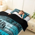 thumbnail image 3 of Catabedysis Vintage Camping Twin Comforter Sets,Camper Tent Print Bedding Set For Boys,Teal Beige,Black Reversible,2-Piece,1 Comforter and 1 Pillowcase, 3 of 7