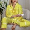 thumbnail image 6 of Picia Gold Pineapple Pattern Women’s Long-Sleeve Sleepwear Set - Soft 2-Piece Loungewear with Pockets, Comfy PJs for Relaxing Nights-Medium, 6 of 7
