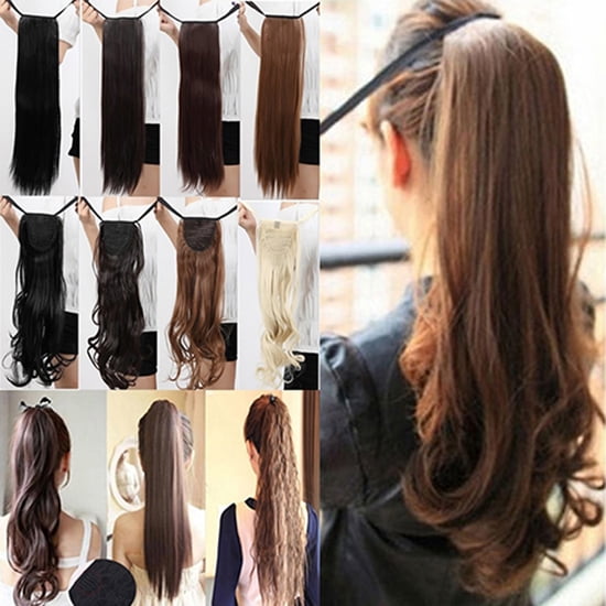 Lubelski Queue de Cheval Liée pour Femmes, Postiche Queue de Cheval à Clip, Extensions de Cheveux, Pièces de Cheveux