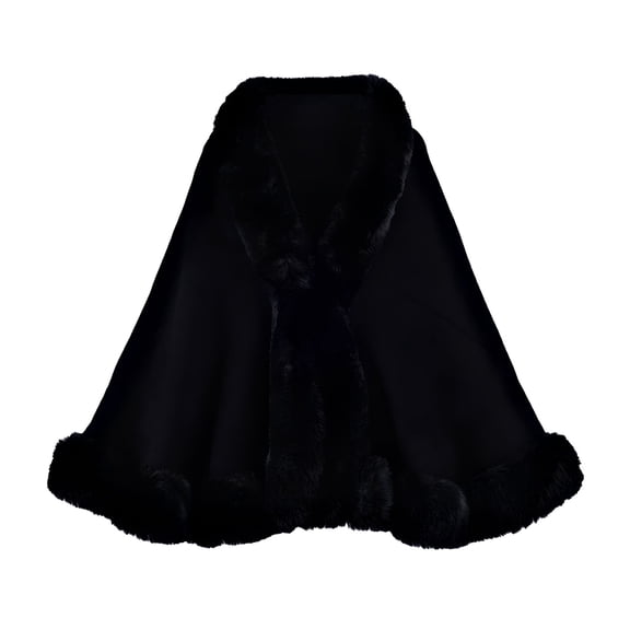 TELOLY Faux Fur Shawl Wrap for Women Winter Warm Knitted Cardigan Jacket Evening Dresses Cape Shrug Black Cape Jackets for Women
