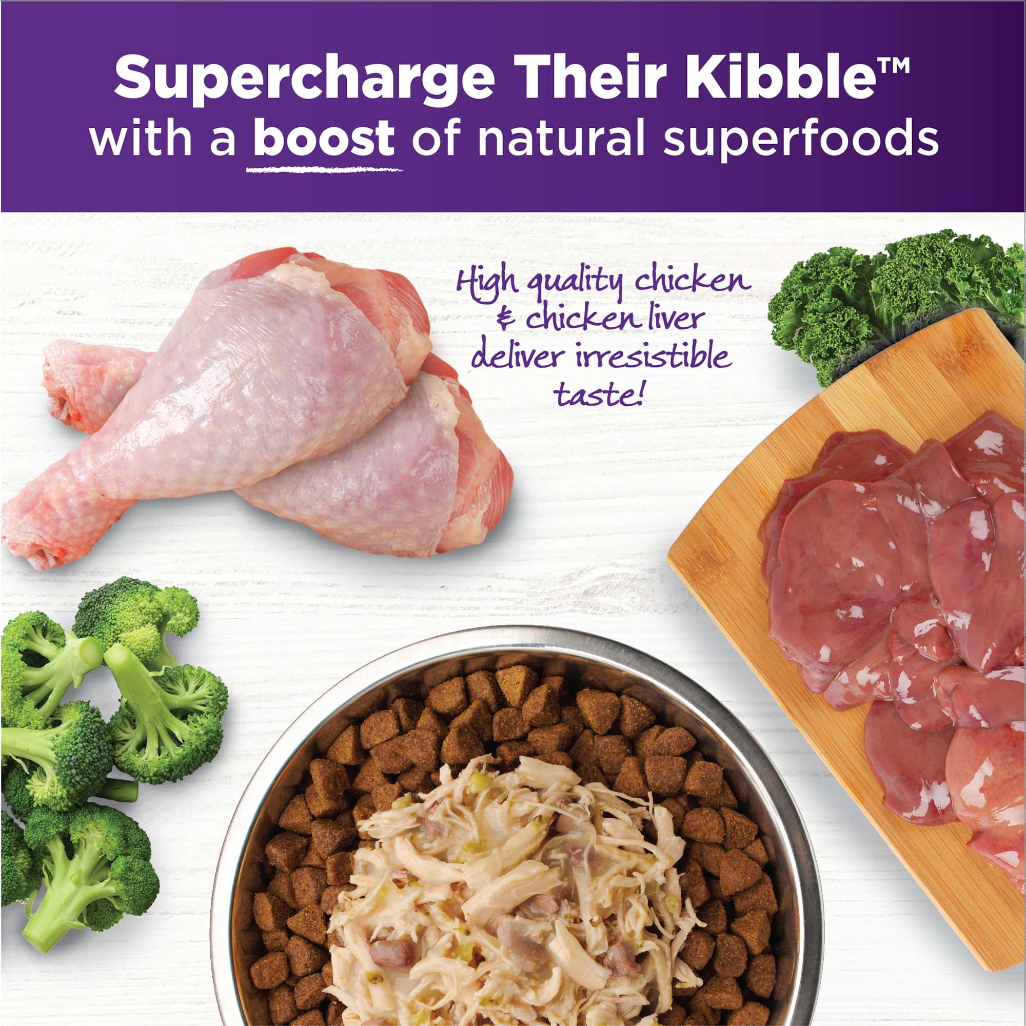Wellness Bowl Boosters Simply Shreds Wet Dog Food Topper for Small, Medium, & Large Breeds, Grain Free, Natural, Chicken Liver & Broccoli, 2.8 Ounce Pouch (Pack of 12)
