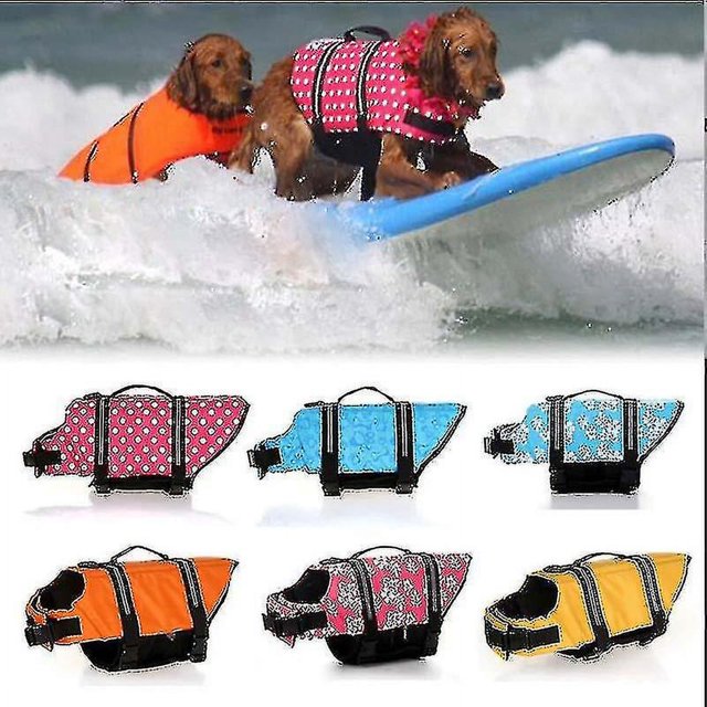 Chaleco salvavidas para perros Verano Impreso Chaleco salvavidas para mascotas Ropa de seguridad para perros Traje de baño para perros Traje de baño de seguridad para mascotas-e