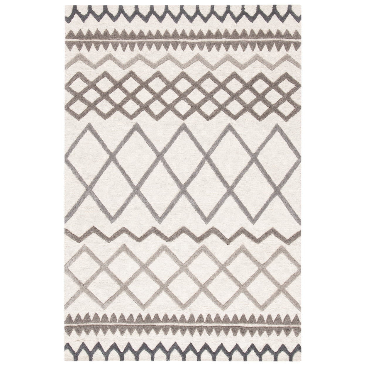 SAFAVIEH Glamour Drew Geometric Area Rug, Ivory/Grey, 6' x 6' Square