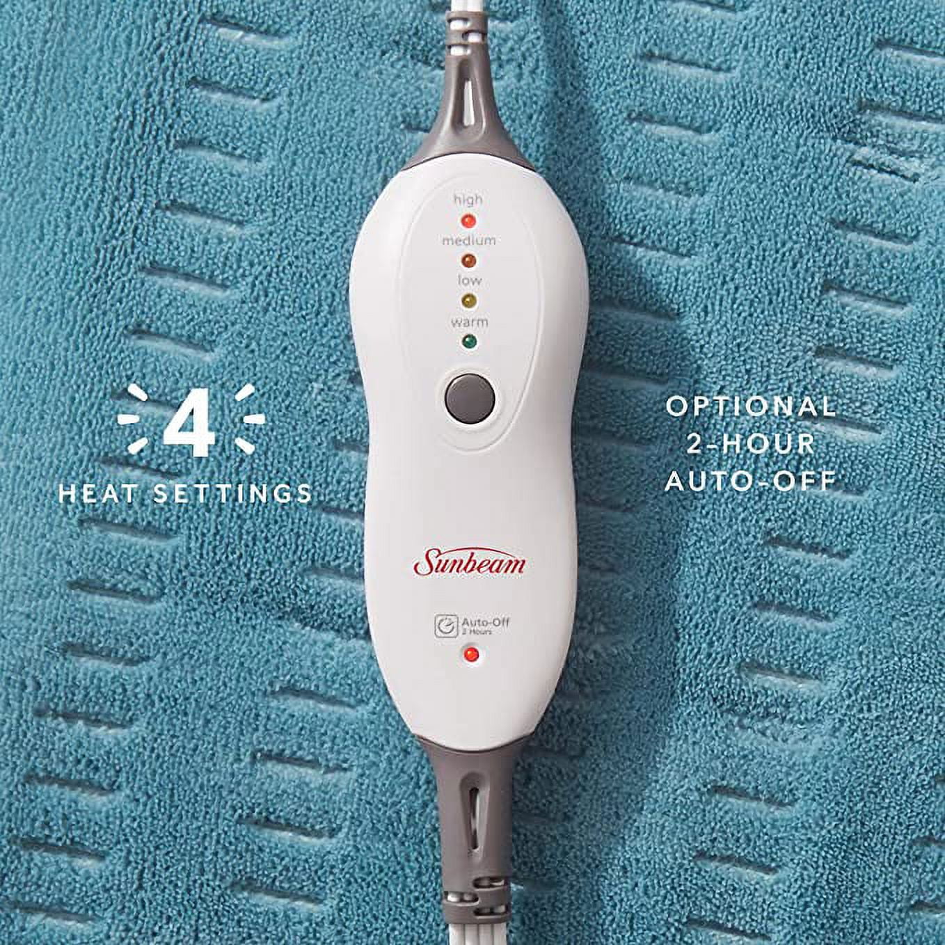 Sunbeam Heating Pad for Pain Relief | XL King Size SoftTouch, 4 Heat  Settings with Auto-Off | Teal, 12-Inch x 24-Inch - Walmart.com