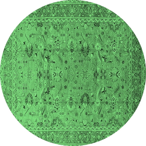 Ahgly Company Indoor Round Oriental Emerald Green Traditional Area Rugs, 3' Round