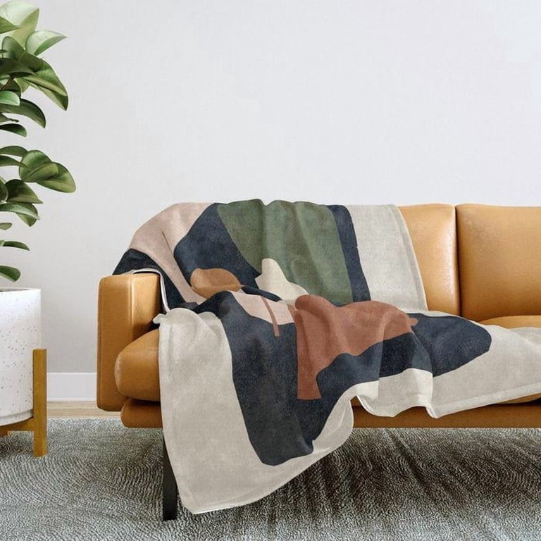Navy Blue, Sage Green, Terracotta and Cream Rounded Geometric Shapes ...