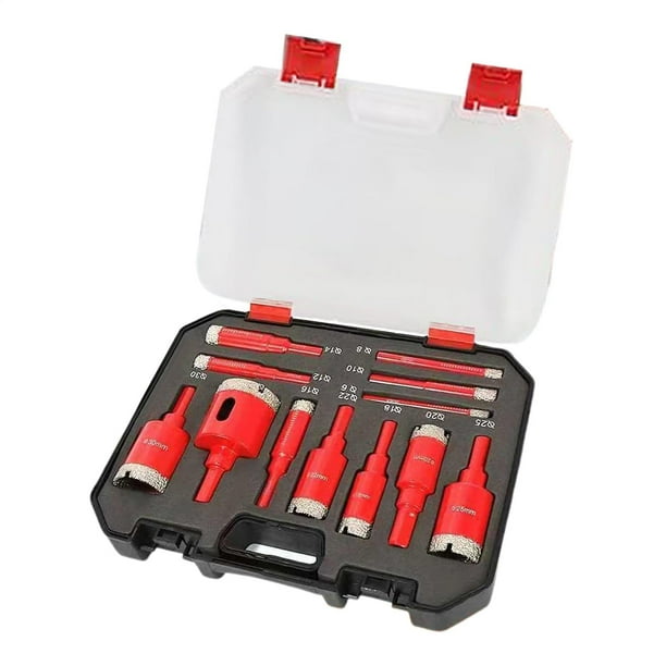 Kit De 12 Piezas Para Perforar Azulejos De Vidrio Con Estuche De Transporte, Taladro De Núcleo De Diamante Para Bricolaje