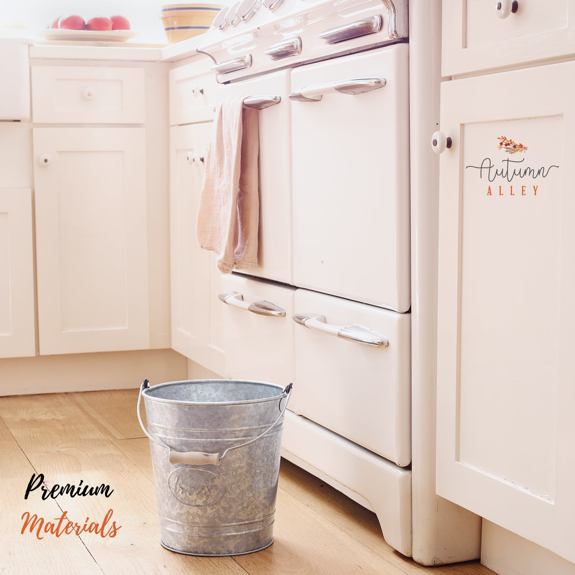 Autumn Alley Farmhouse Galvanized Trash Can Pail Rustic Bathroom Accessories
