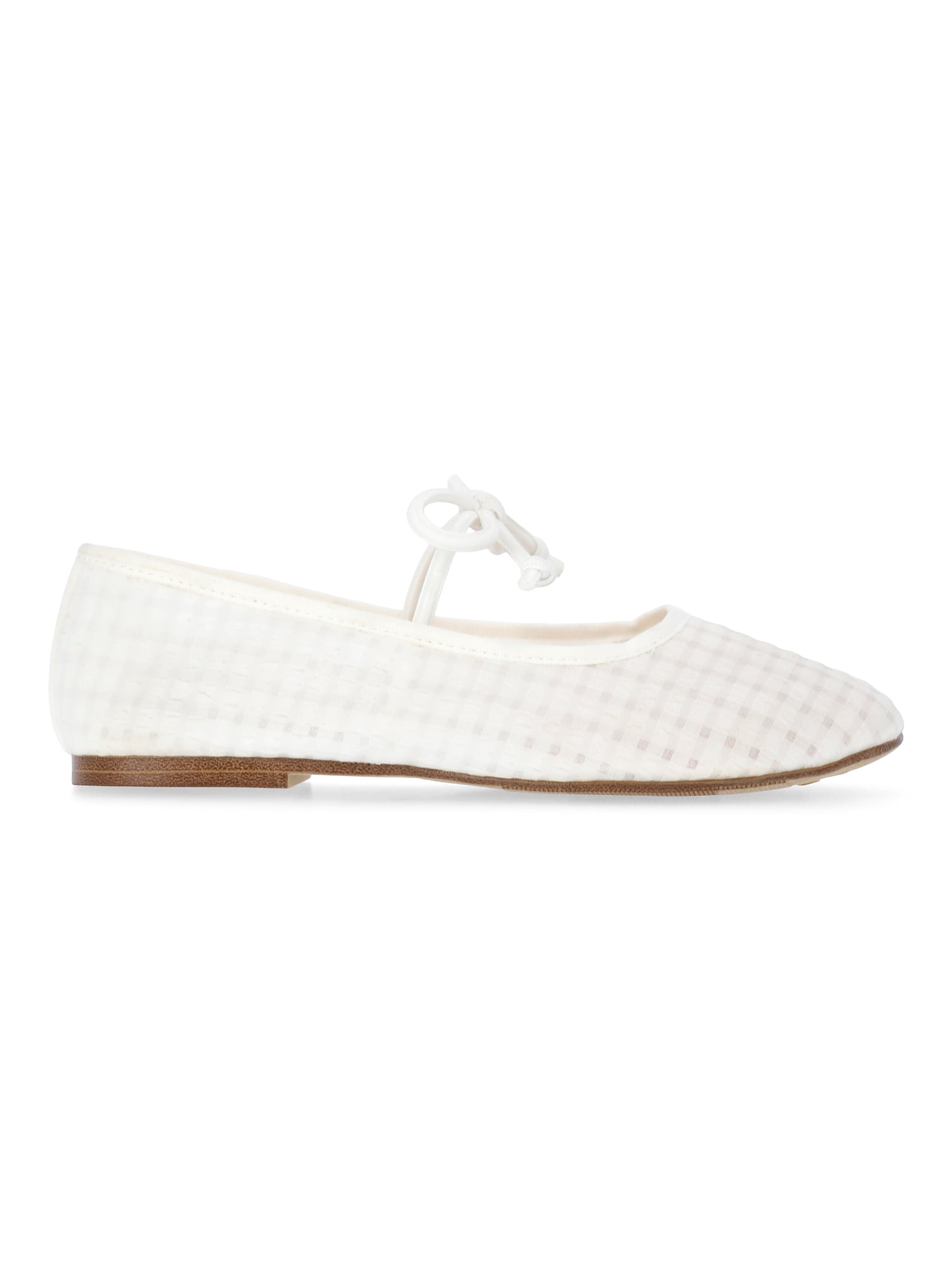 Madden NYC Little and Big Girls' Gingham Mesh Ballet Flats