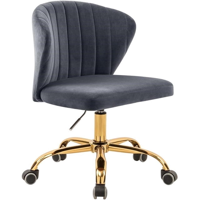 Pemberly Row Chaise de Bureau Pivotante Réglable en Velours Gris et Or