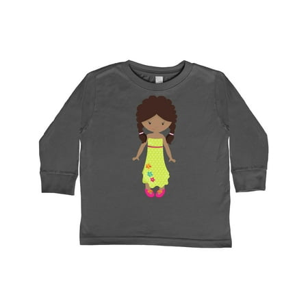 

Inktastic African American Girl Fashion Girl Green Dress Gift Toddler Toddler Girl Long Sleeve T-Shirt