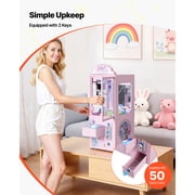 KFFKFF Medium-Sized Claw Crane Machine with Lights & Sounds, Adjustable Steel Claws, Toy and Candy Grabber Prize Dispenser for Events, Home, and Entertainment Venues, Pink