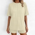 thumbnail image 2 of 2 Piece Sets for Women Summer Oversized Short Sleeve Shirts and Shorts Solid Color Casual Sets Beach Vacation Outfits Trendy, 2 of 7