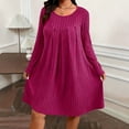 thumbnail image 6 of Bpmpbo Plus Size Ribbed Sweater Dress - Women's Long Sleeve Flowy Midi Dress for Fall Winter, 6 of 6